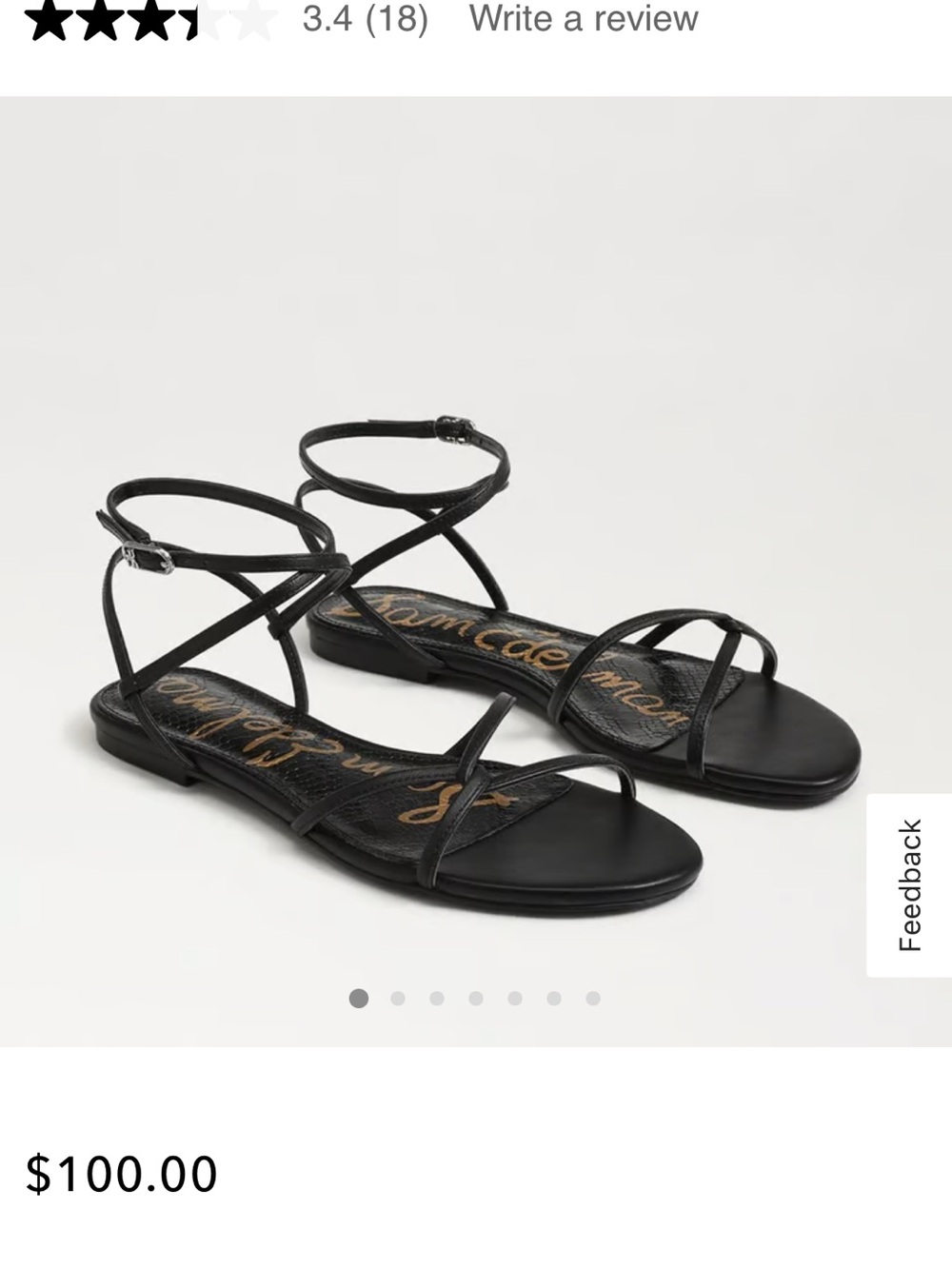 Sam Edelman Black Leather Strappy Ankle Tie Sandals